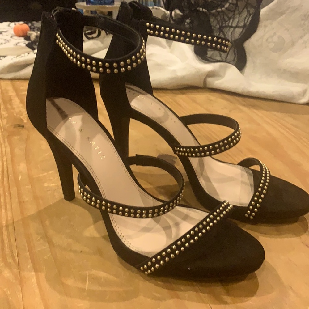 Kelly and Katie Black suede with gold gems, Size 9